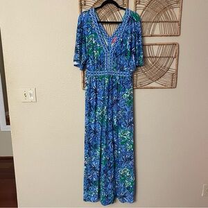 Lilly Pulitzer Addison Maxi Dress In Turtle Awe Women's Sz 12 Beachy Coastal B14